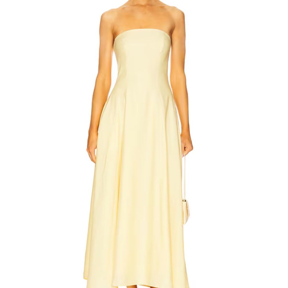 Favorite Daughter Strapless Butter Yellow Midi Dress